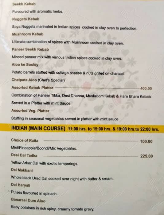 Cresent Villa menu
