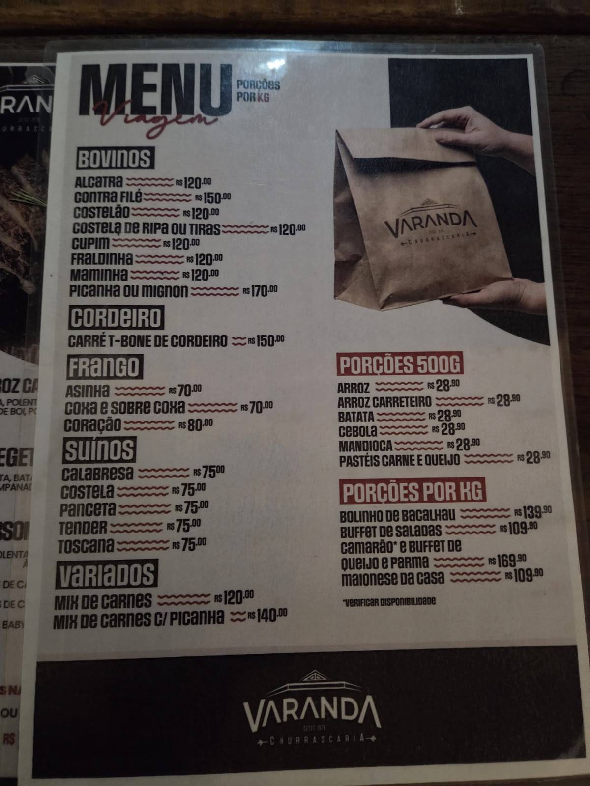 Varanda Churrascaria cardápio