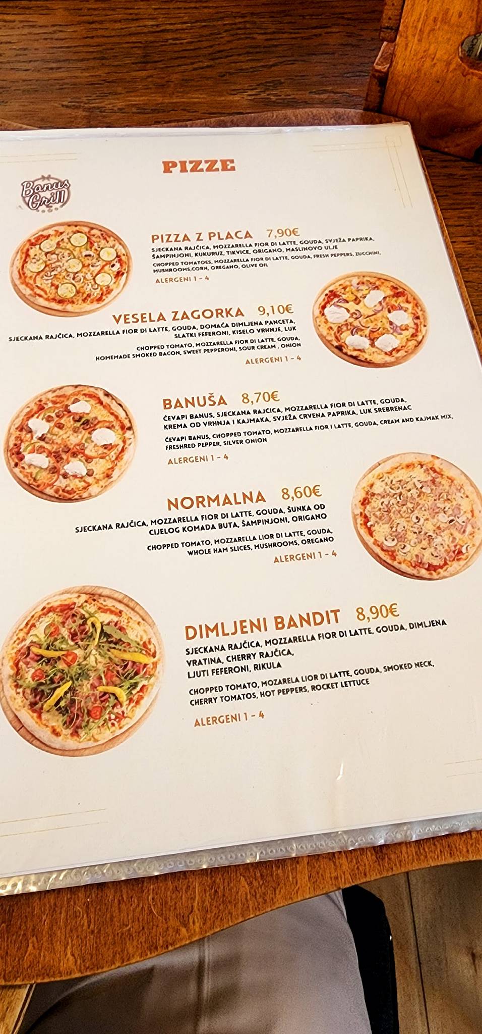 Menu di Banus Grill 