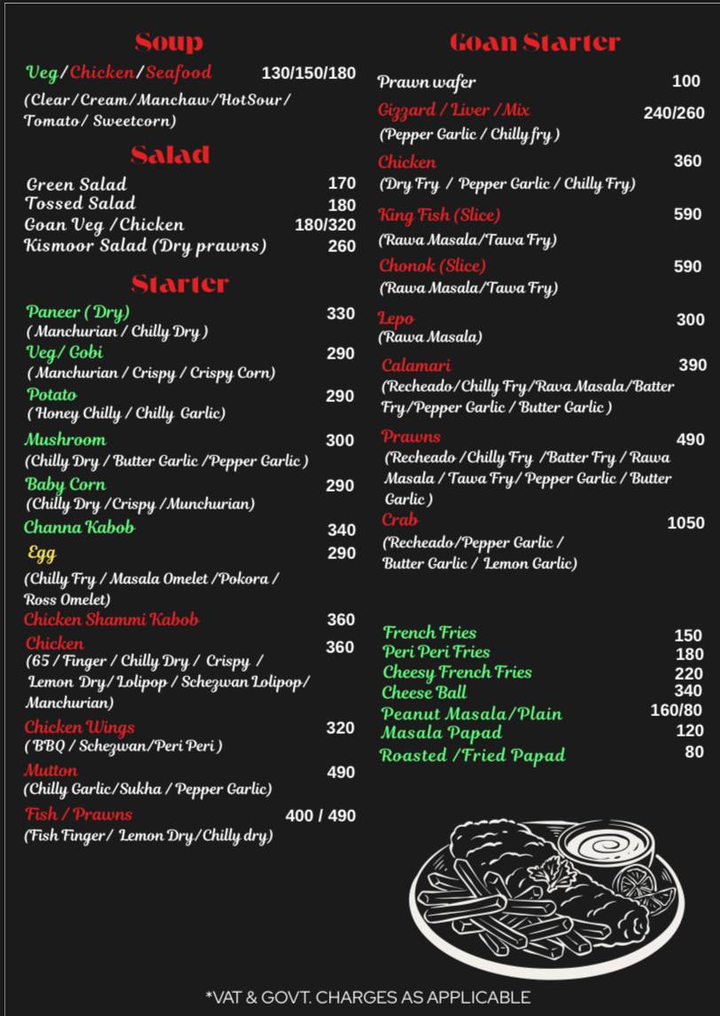 Gagan's Restaurant menu