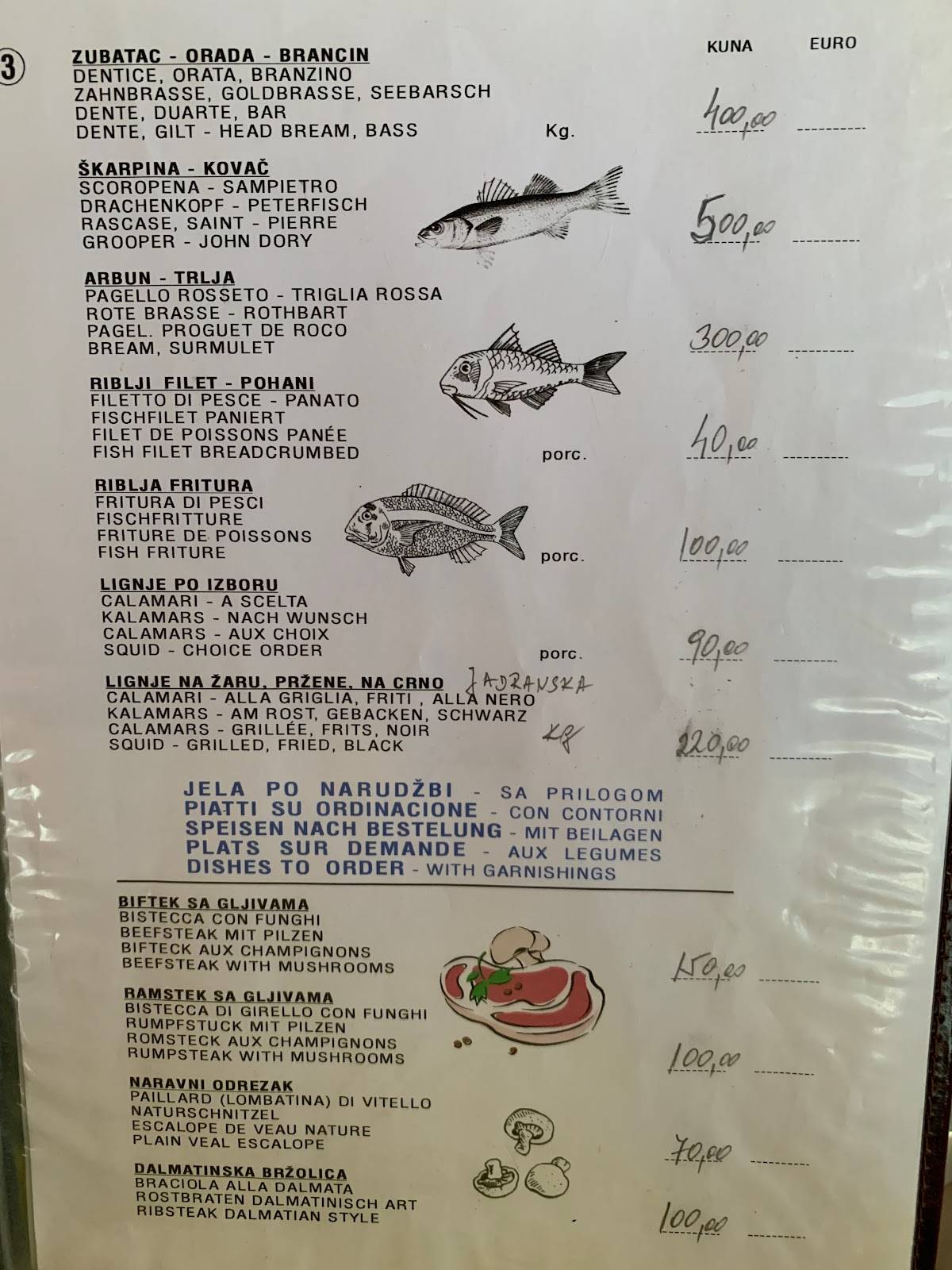 Menu di Konoba Rajko 