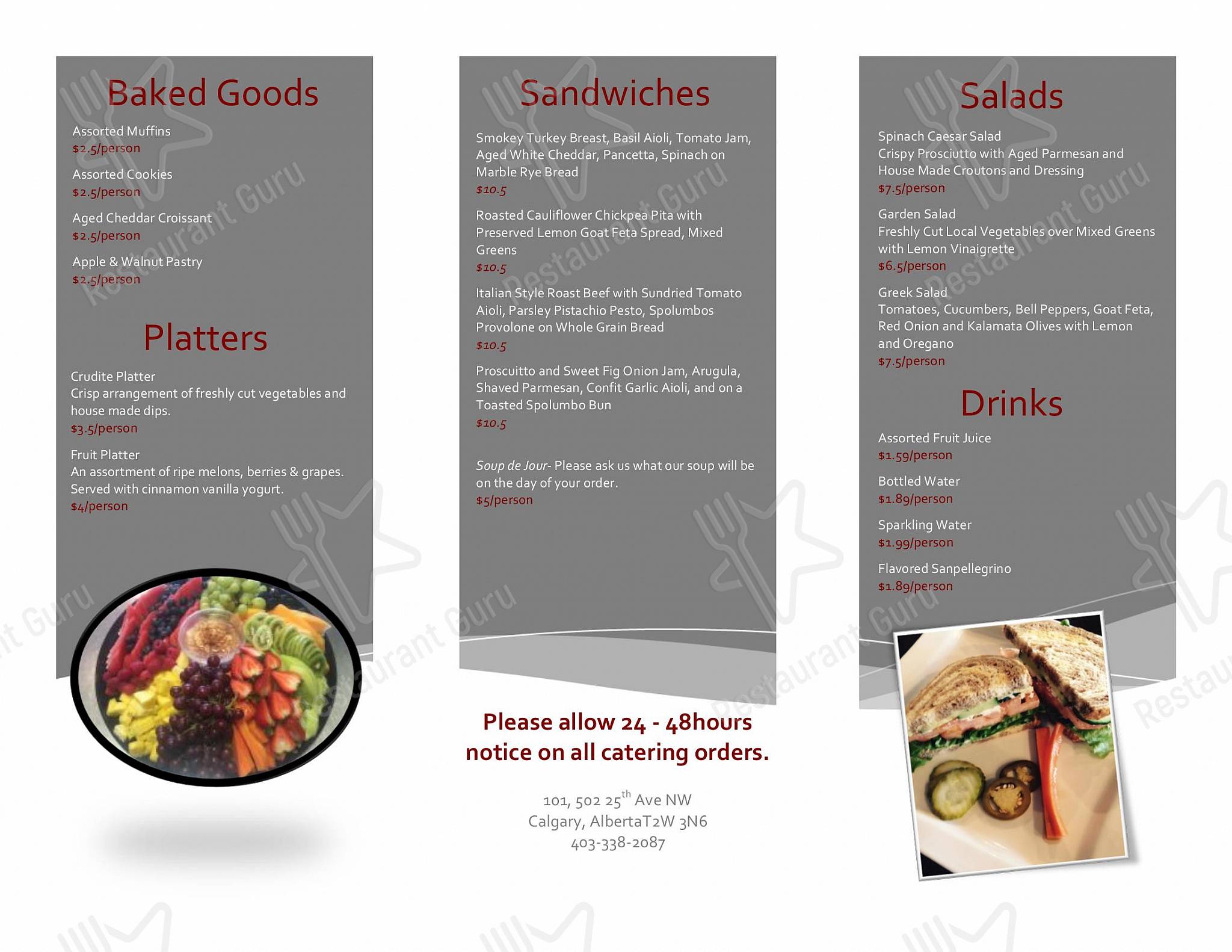 Menu pour Velvet Cafe - Menu