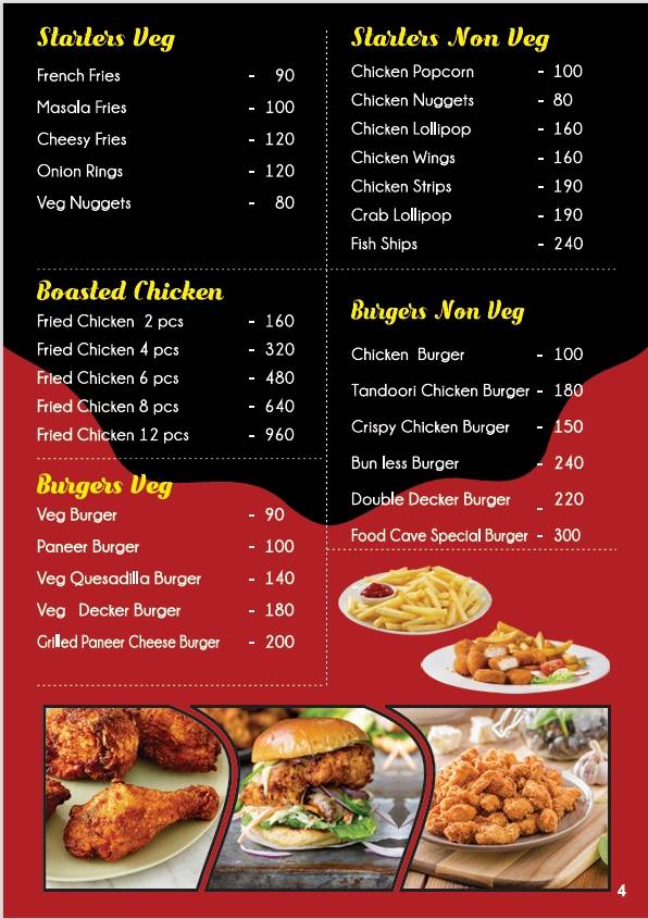 Vency Food Cave menu