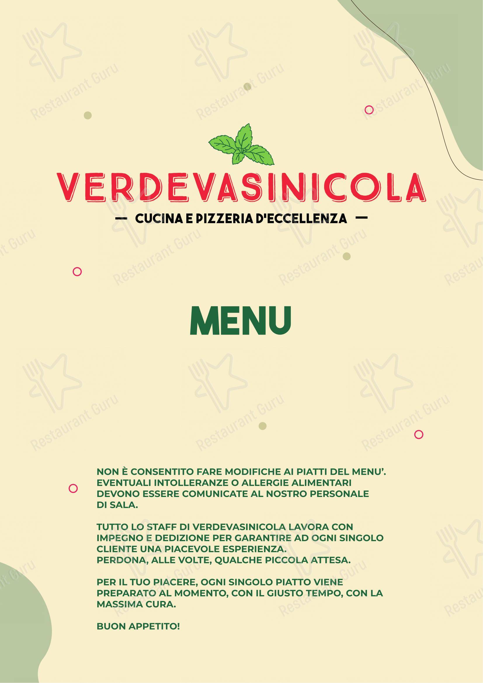 Menu per Verdevasinicola Cucina e Pizzeria d'Eccellenza in Eboli
