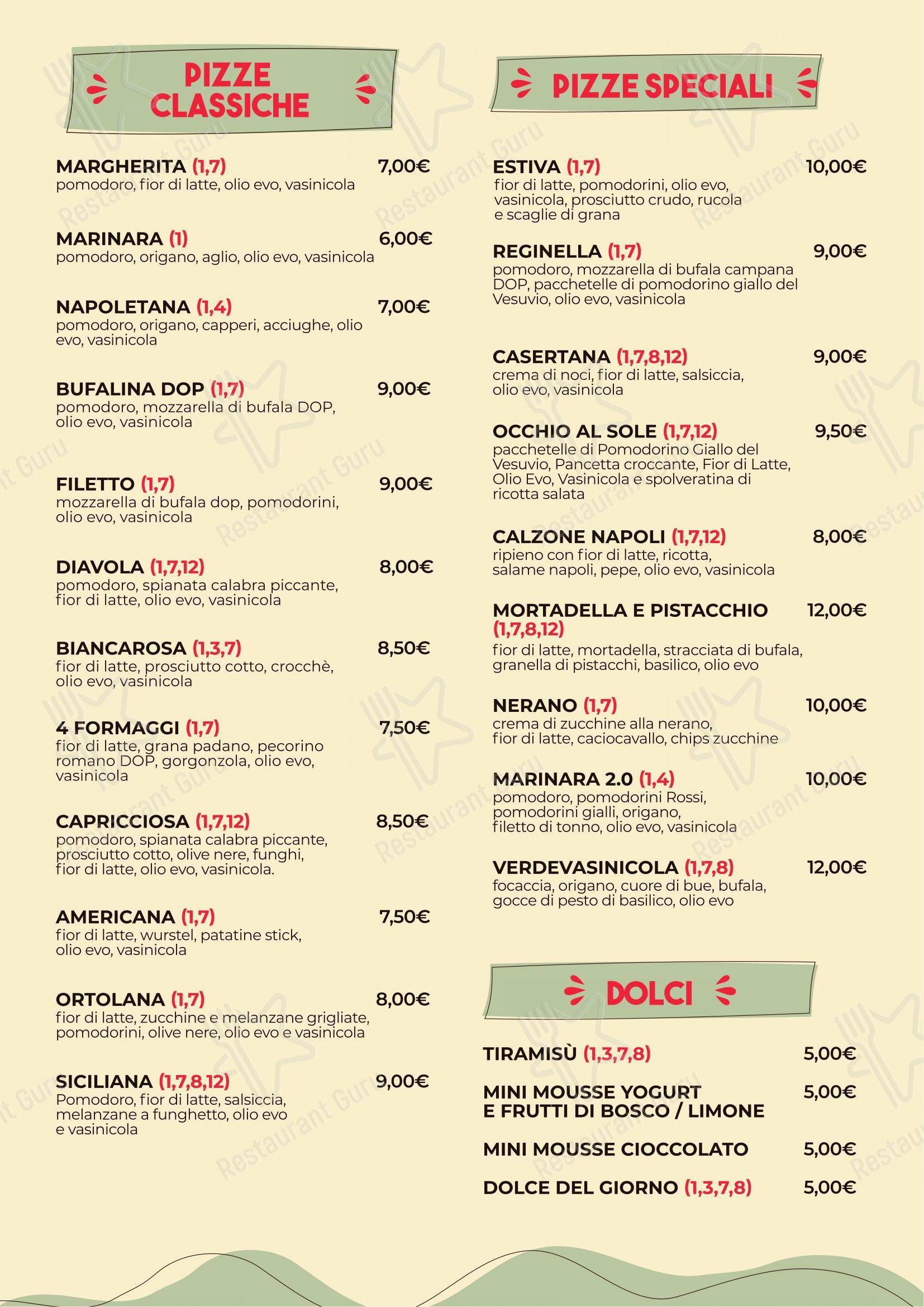 Menu per Verdevasinicola Cucina e Pizzeria d'Eccellenza ristorante