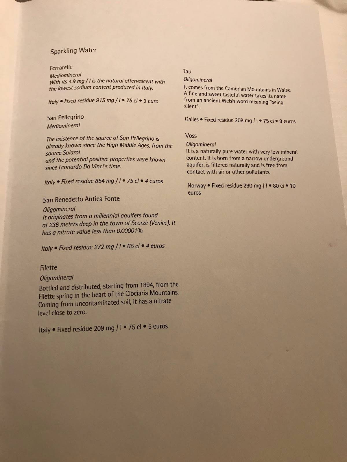 Menu di Veritas Restaurant 