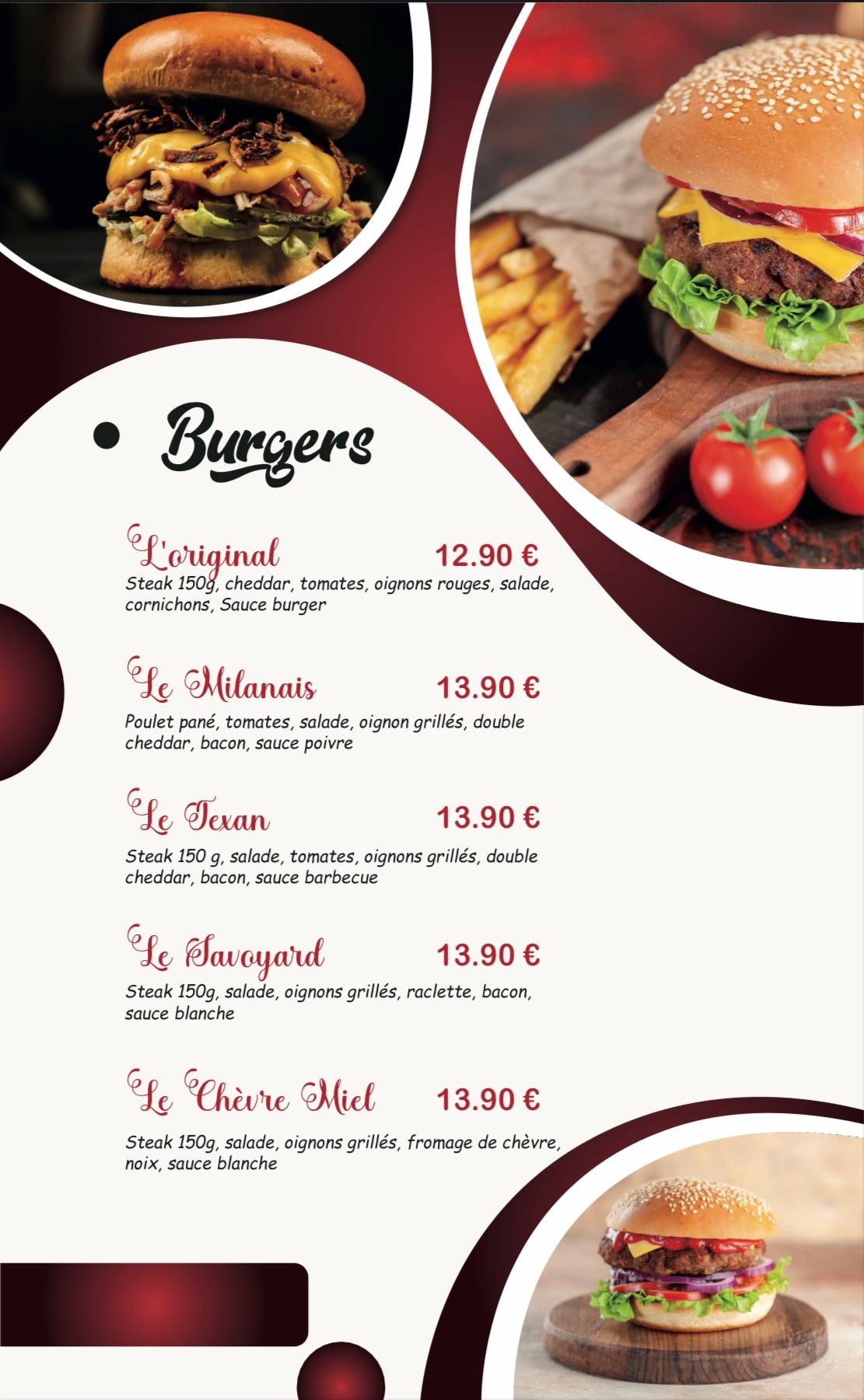 Menu de le Rosty