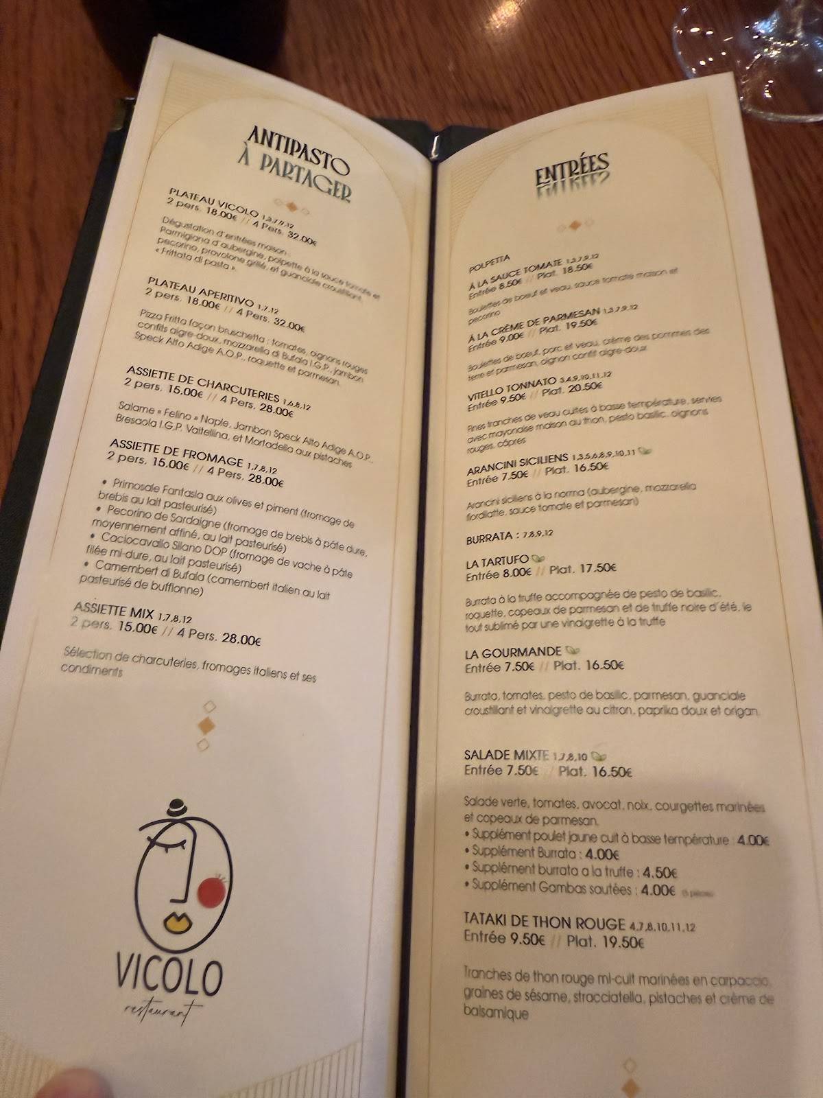 Menu de Vicolo