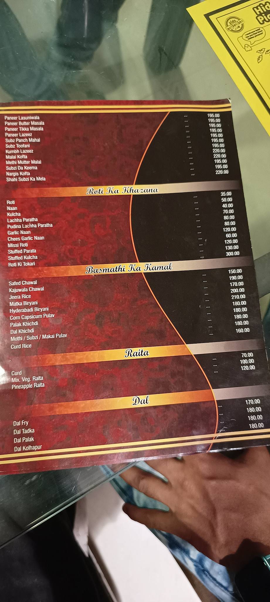 Vilayatee Tadaka menu