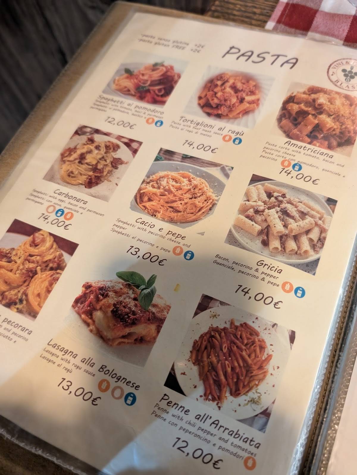 Menu di Vini & Cucina Blasi 