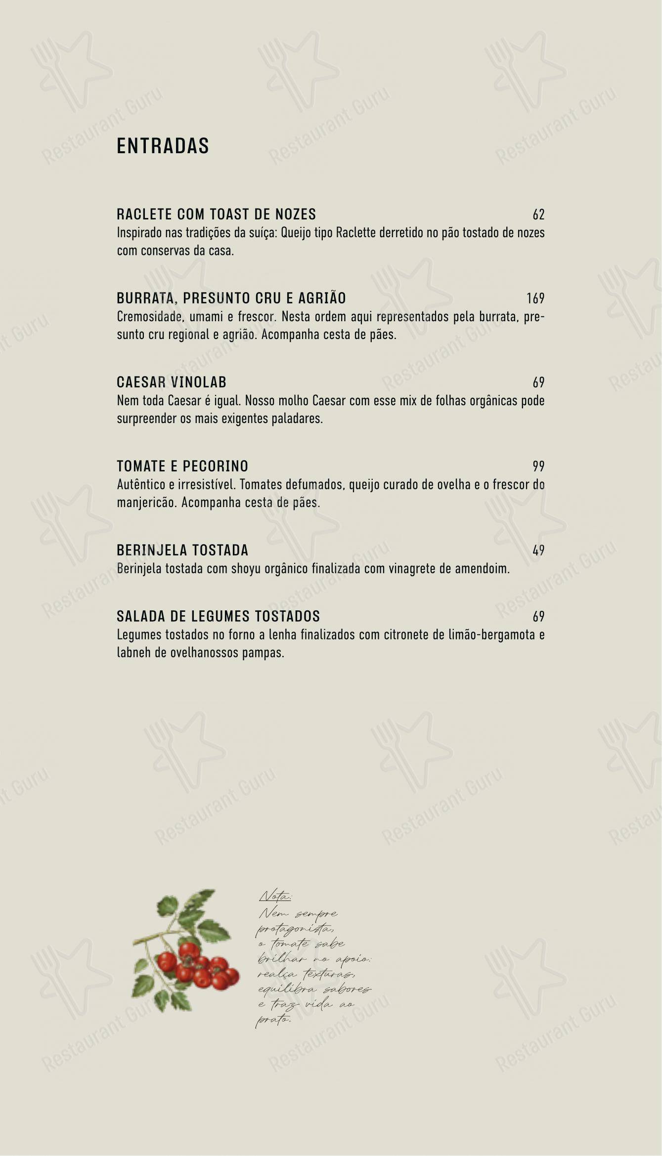 Vinolab - Menu