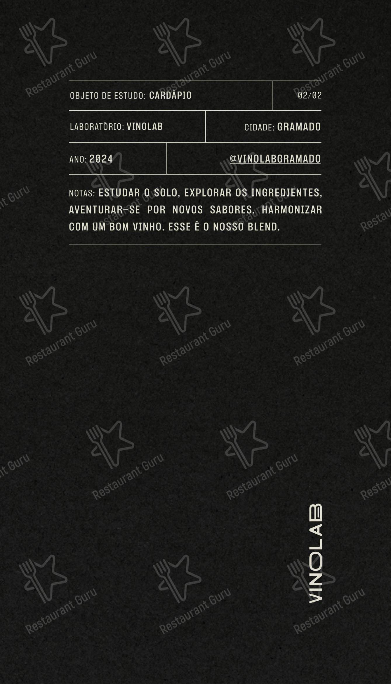 Menu para Vinolab em Gramado