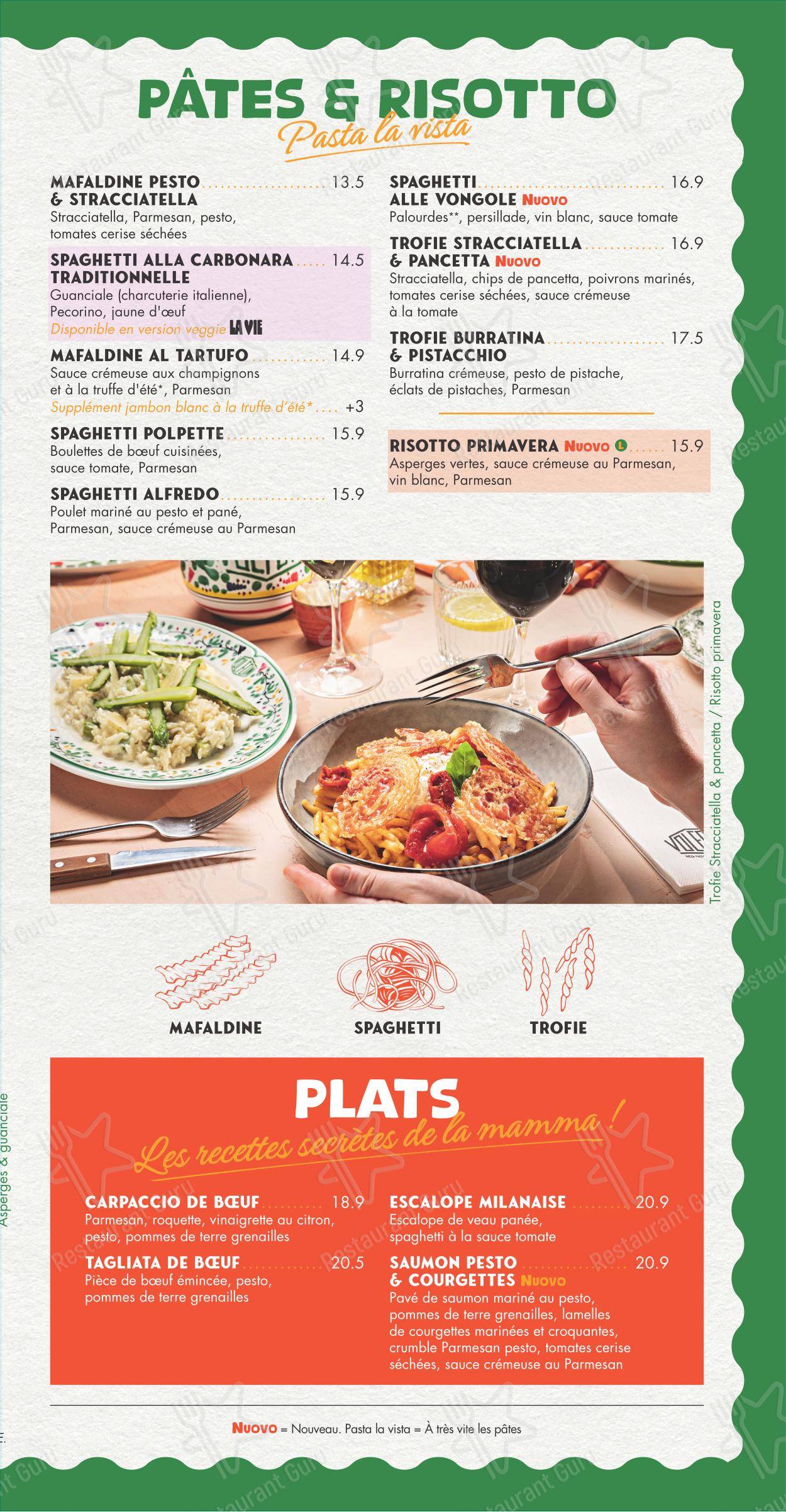 Menu pour Volfoni Boulogne-Billancourt - Menu
