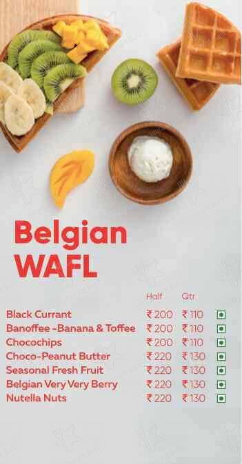 Wafl (Waffles In Amritsar) menu