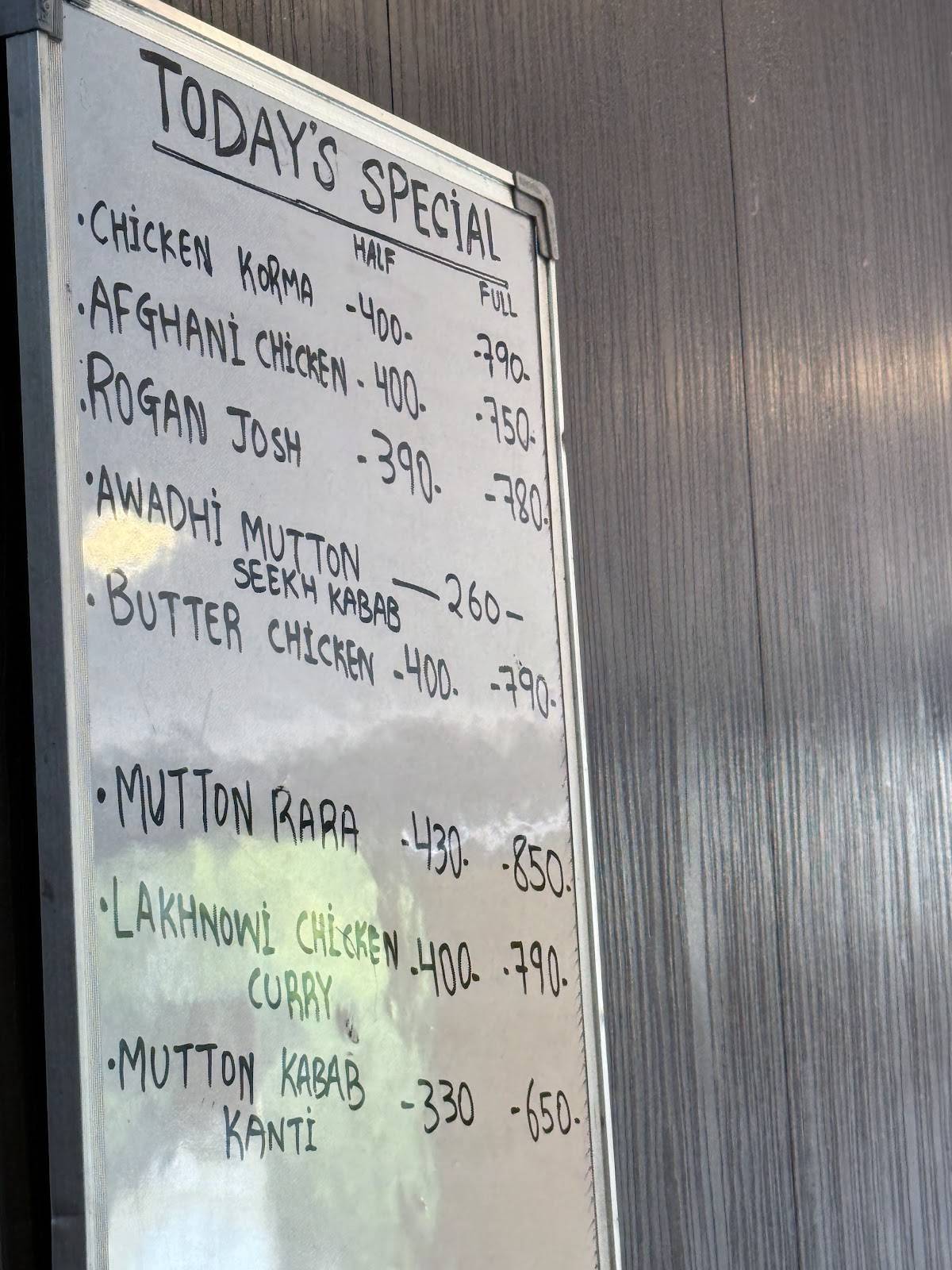Wah! Kabab menu