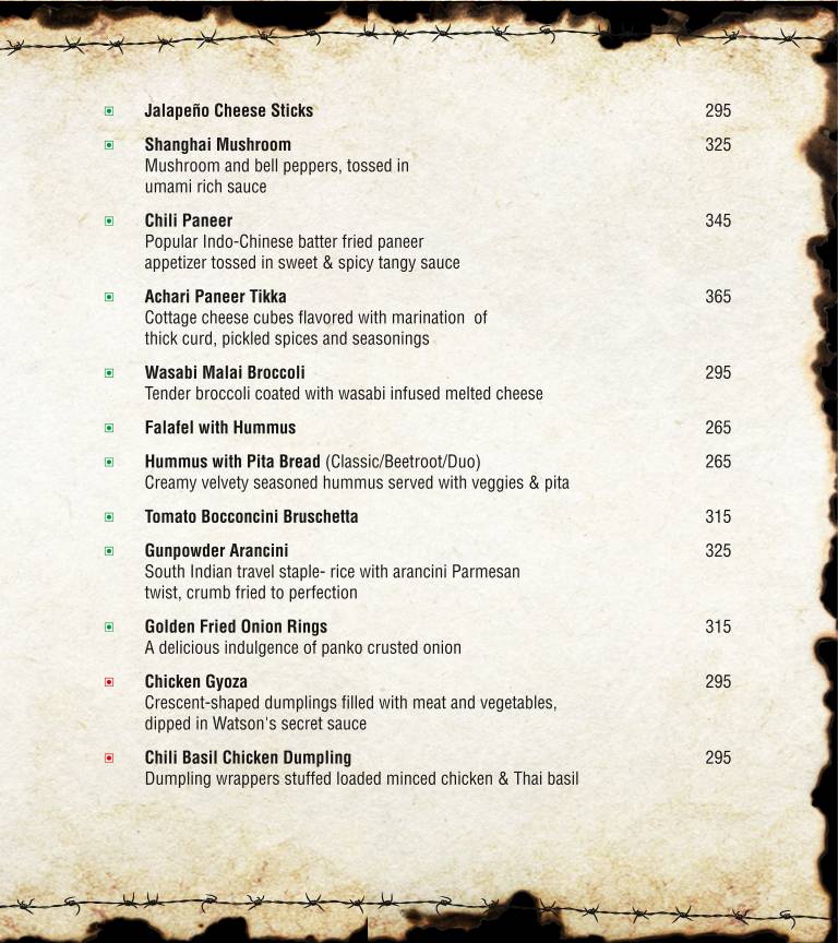 Watson's Kochi menu