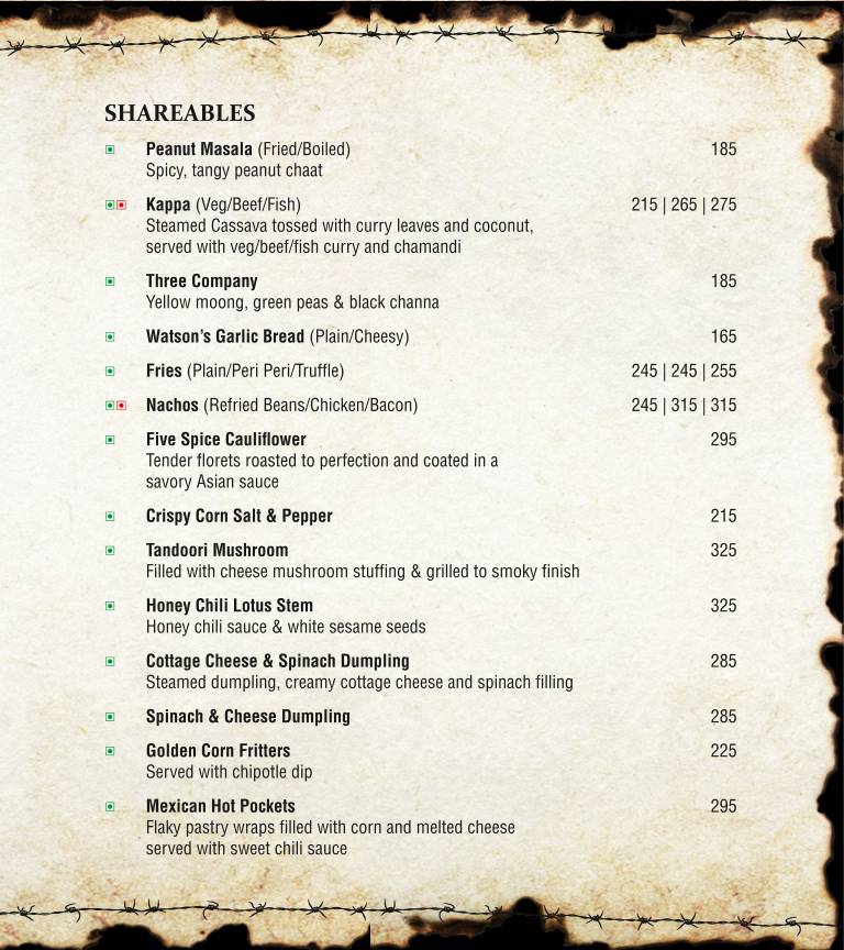 Watson's Kochi menu