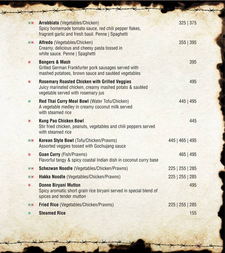 Watson's Ulsoor menu