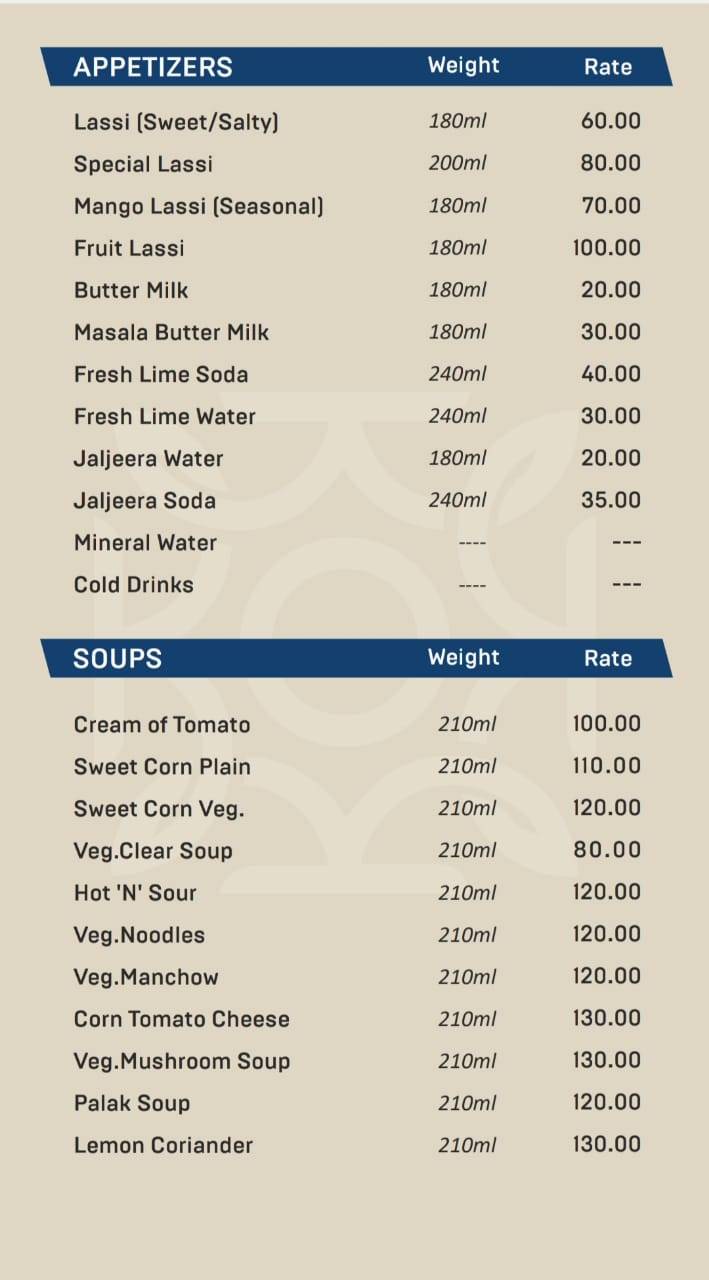 Way Wait Restaurant menu
