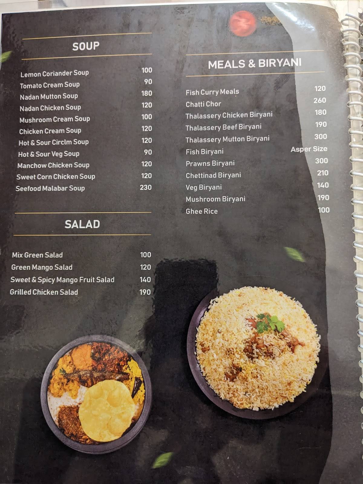 WhiteSand Restaurant menu