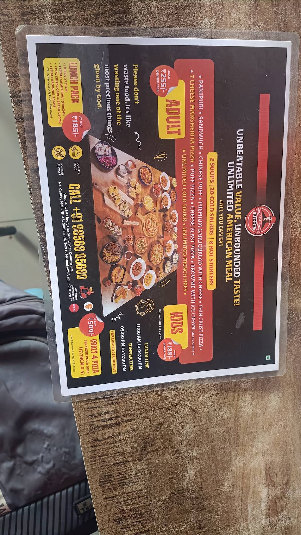 William John's Pizza - Vapi menu
