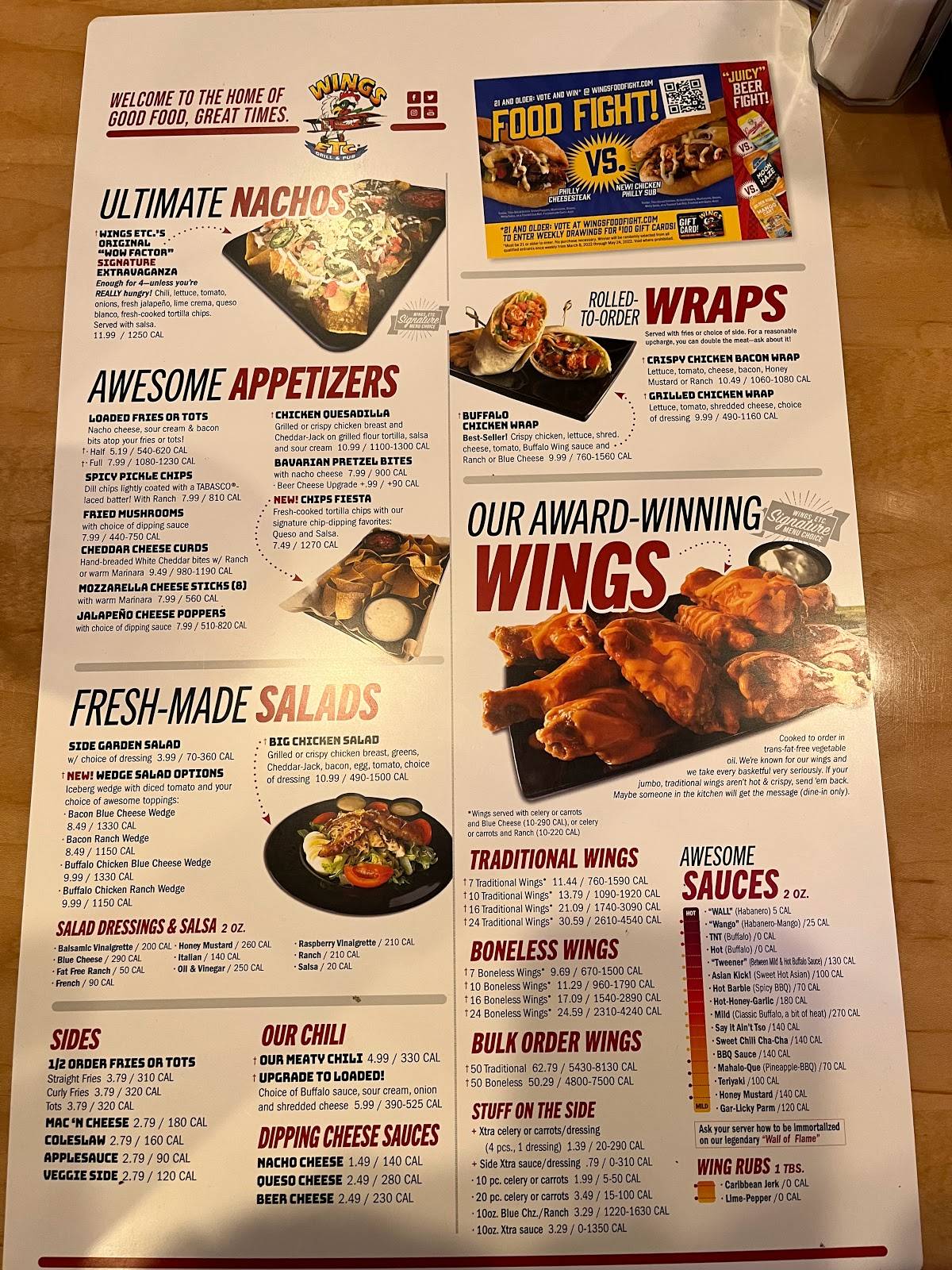 Menu at Wings Etc. pub & bar, Rochester