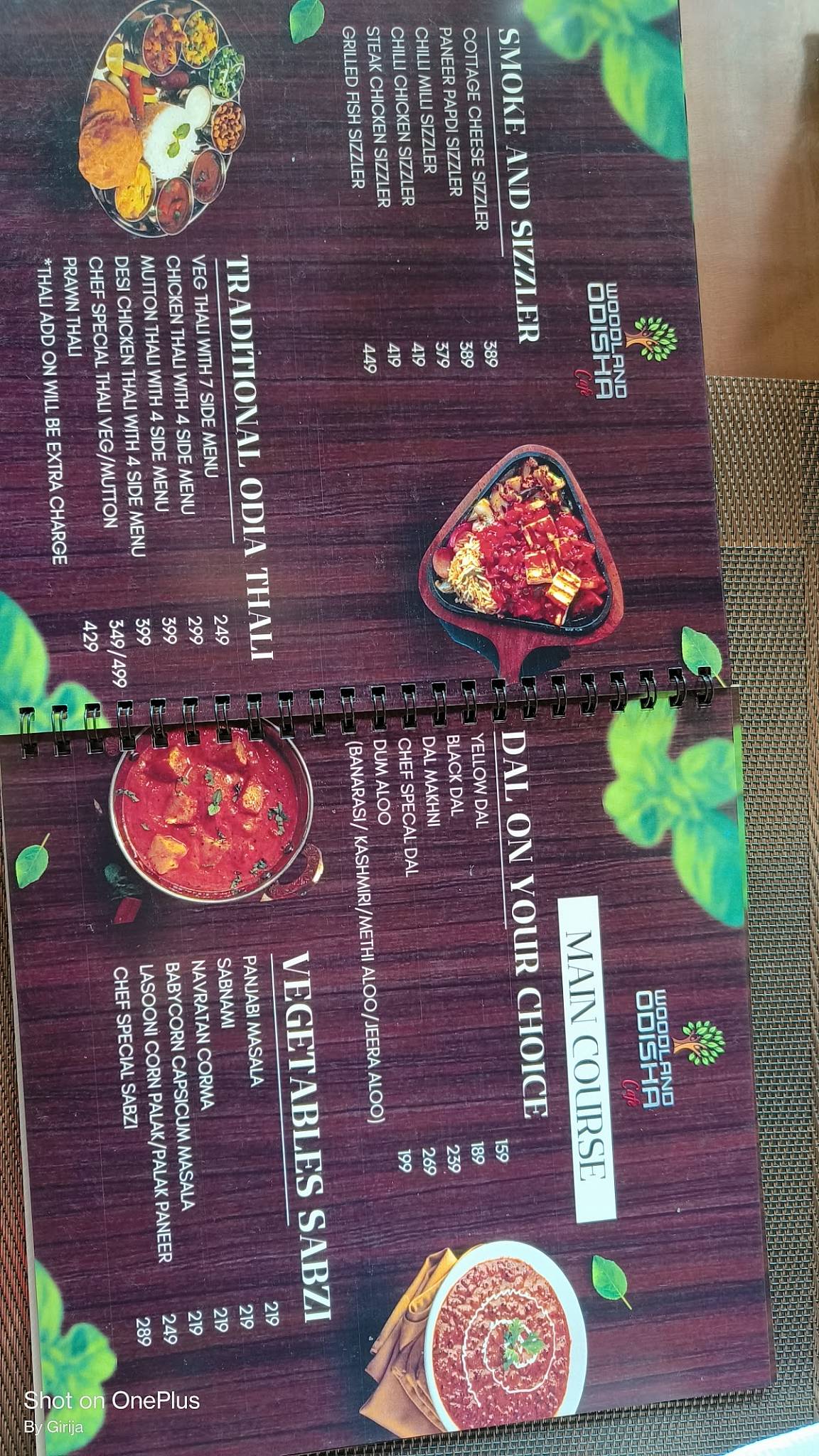 Woodland Odisha Restaurant and Convention menu