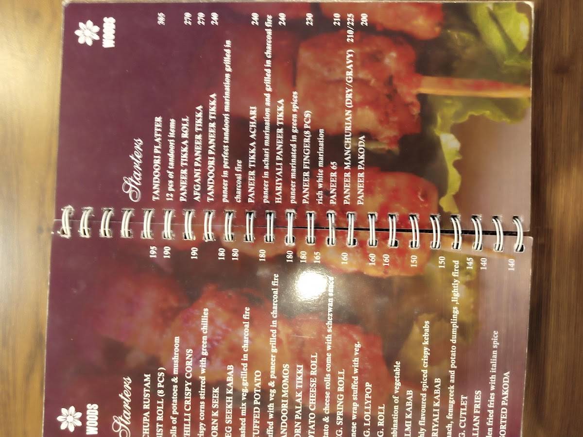 Woods Restaurant menu