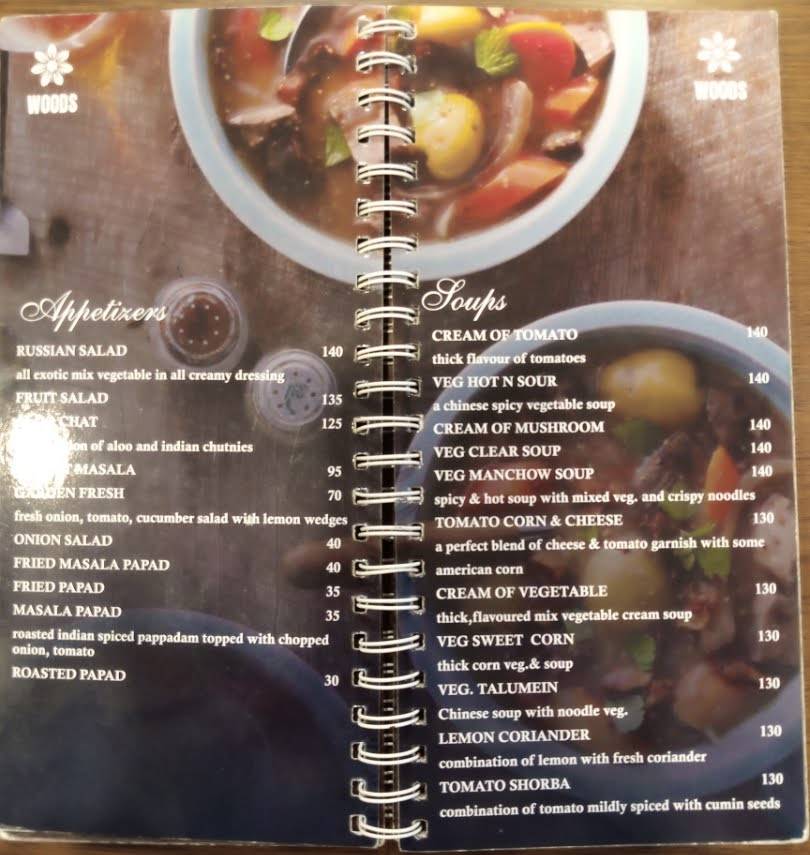 Woods Restaurant menu