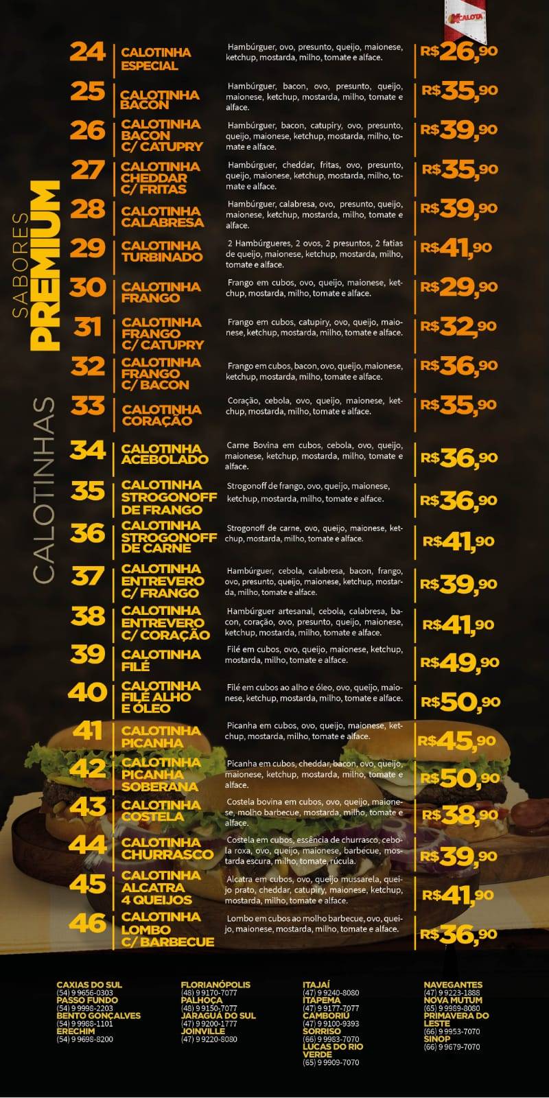 X Calota Lucas Rio verde cardápio