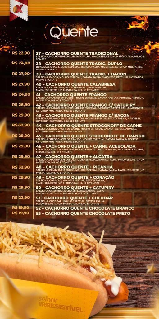 X Calota Lucas Rio verde cardápio