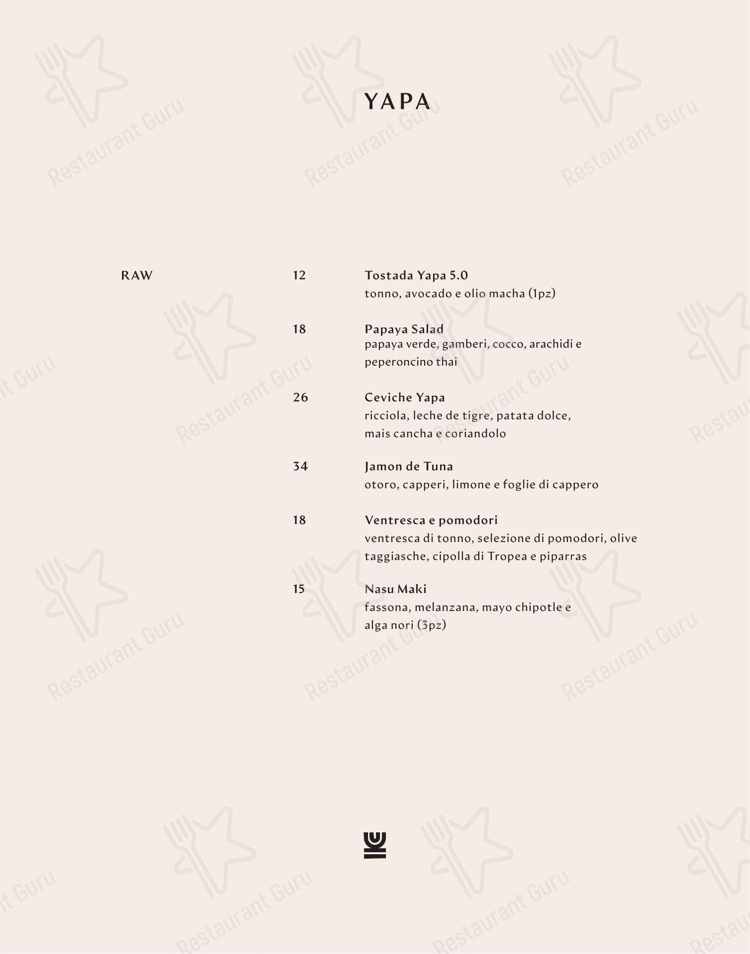 Основное меню per Yapa ristorante