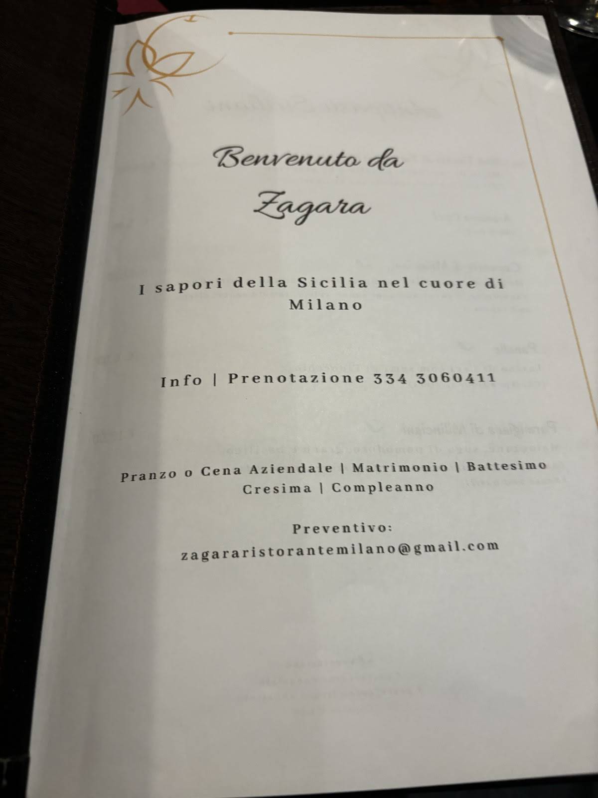 Menu di Zagara 