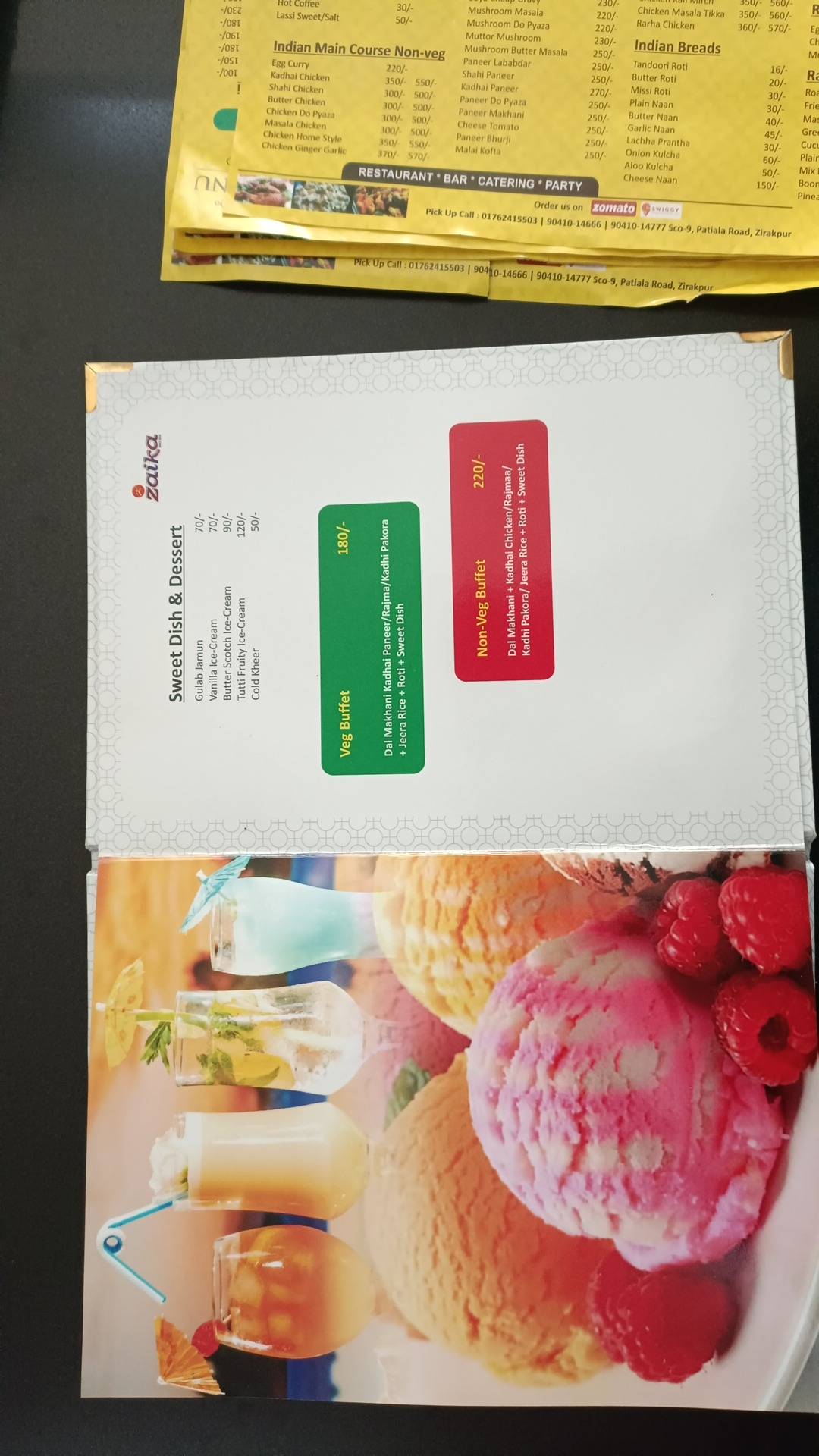 Zaika - Restaurant & Bar menu