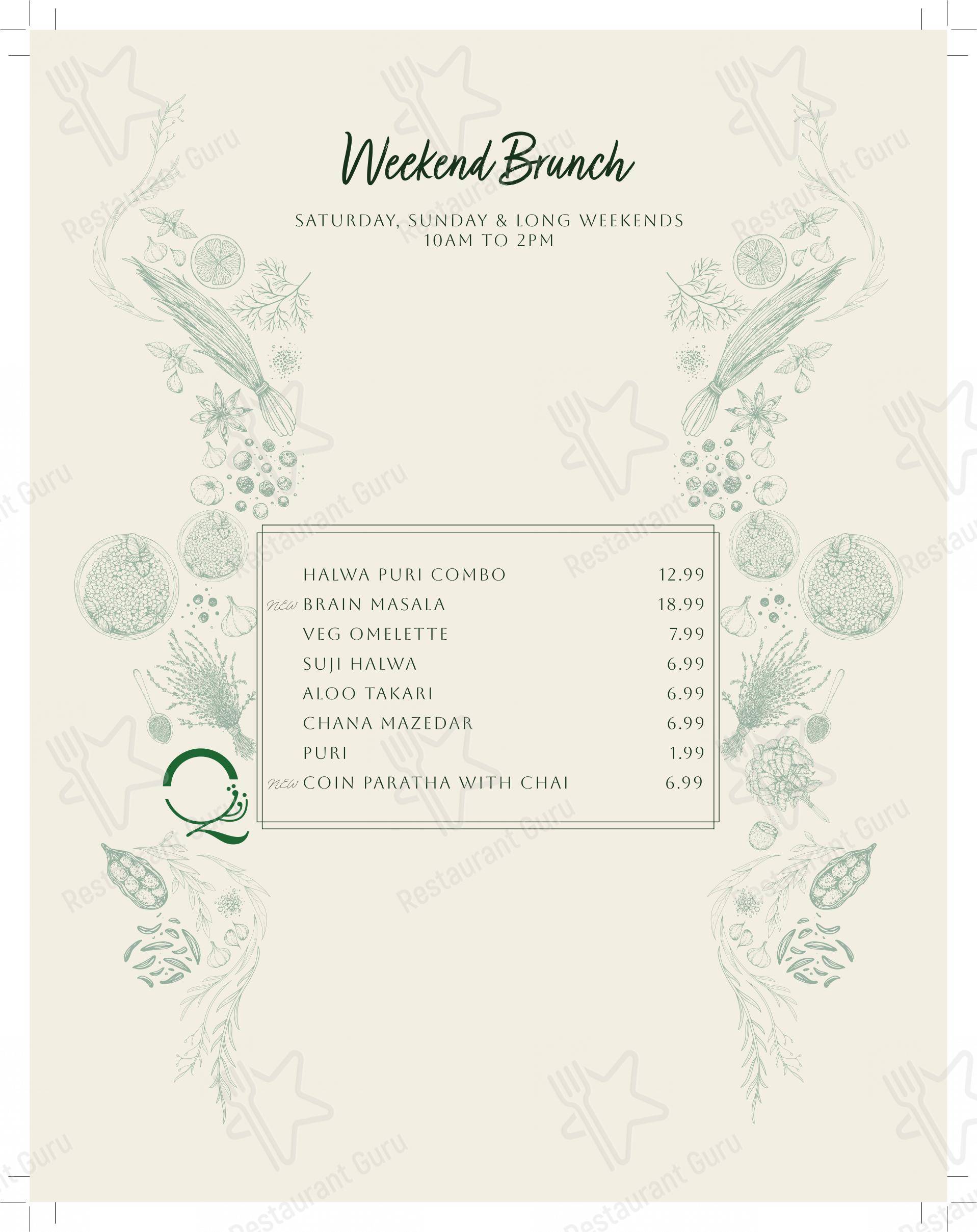 Menu pour Zauq Mississauga - Halal Pakistani, Indian & Hakka Cuisine restaurant