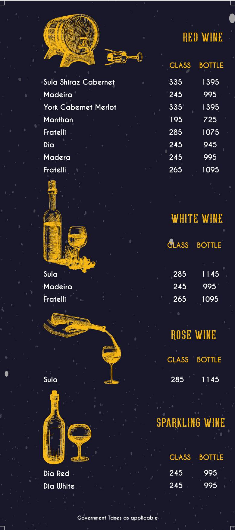 Zero Gravity Pune menu