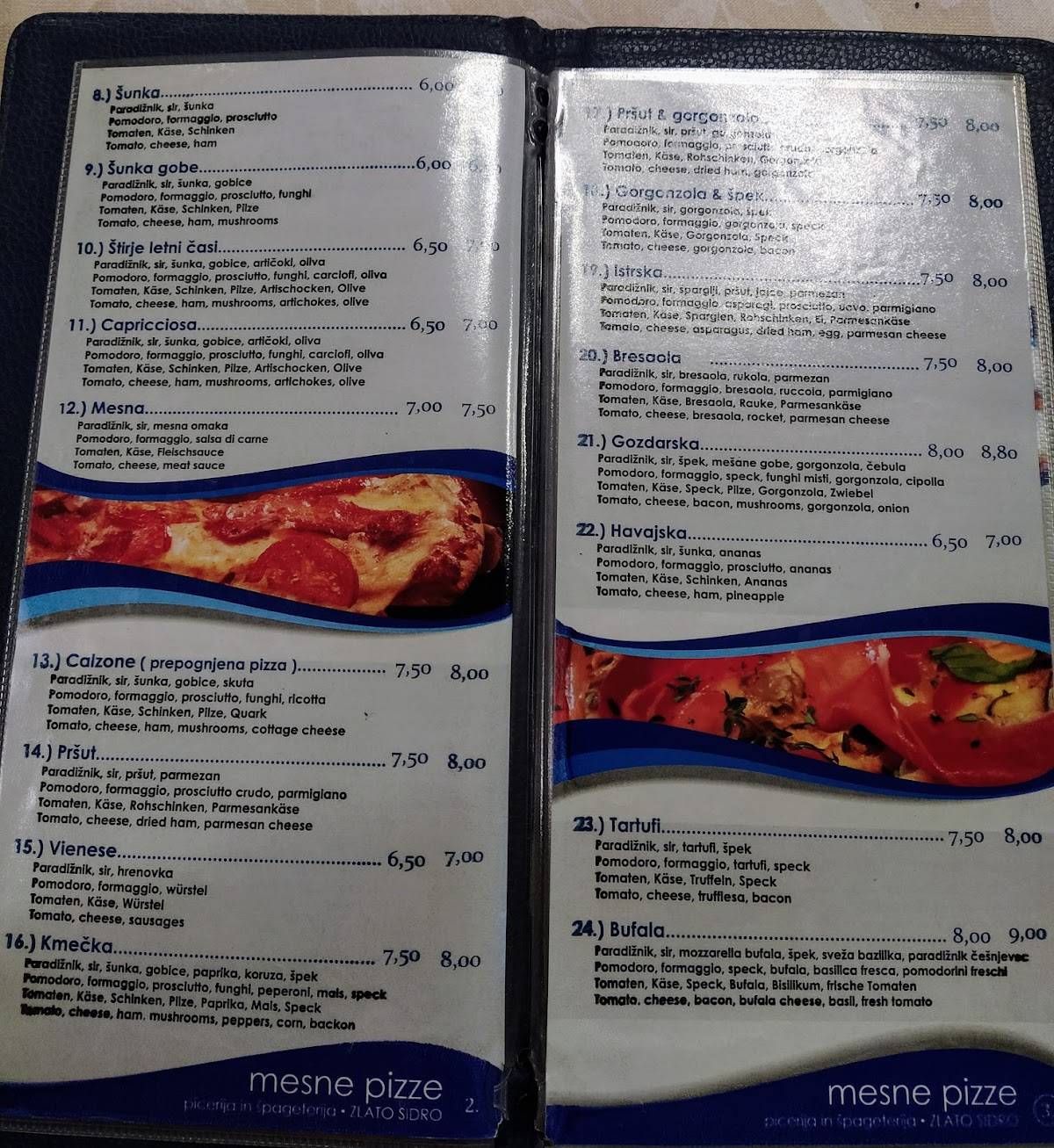 Menu di Zlato Sidro 
