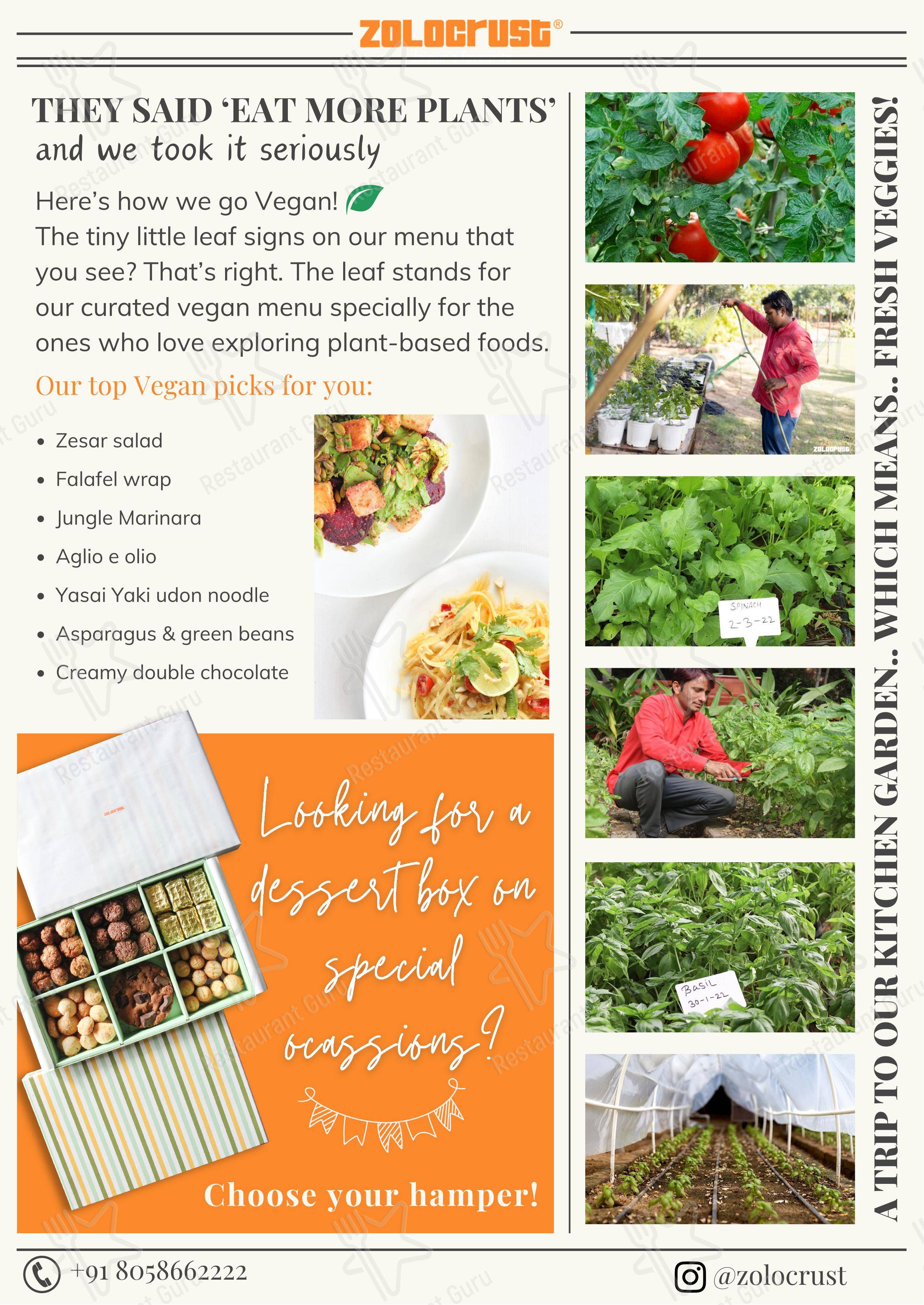 Zolocrust in Jaipur - Menu