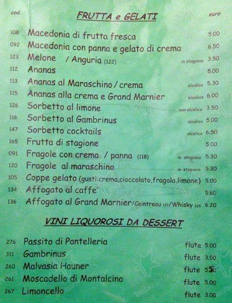 Menu de Ristorante La Piazzetta