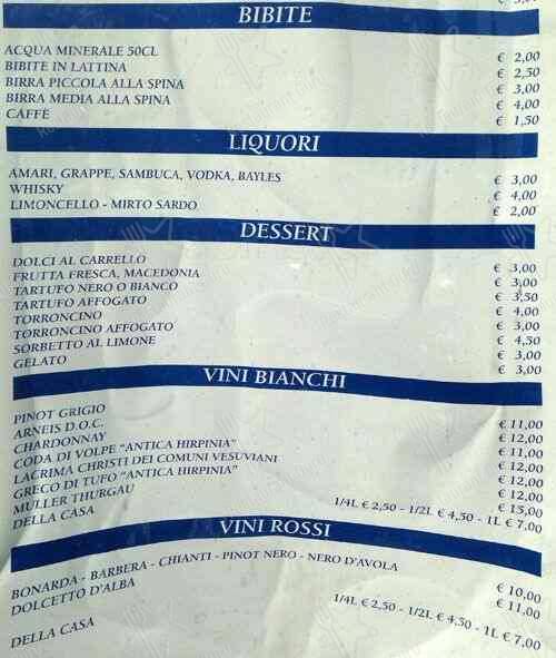 Menu de Peccati di Gola