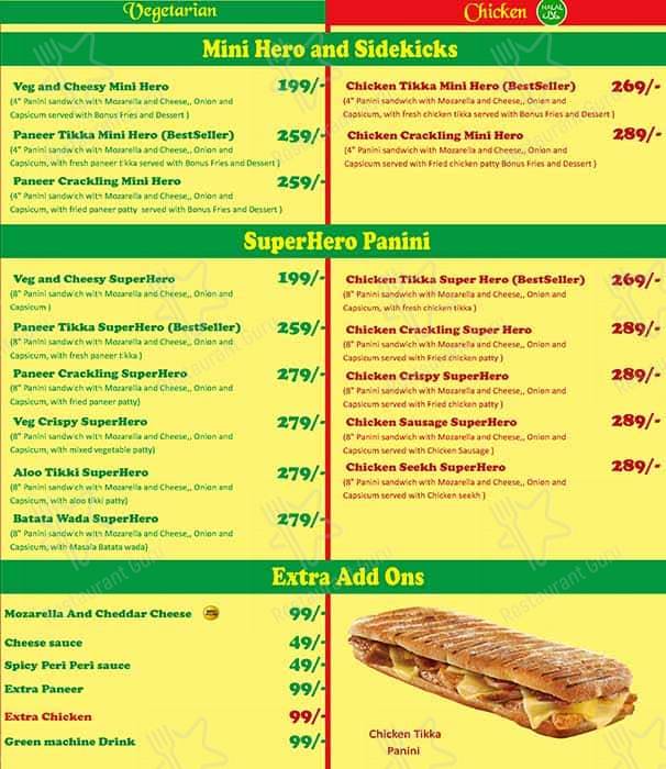 Hero Sandwiches menu