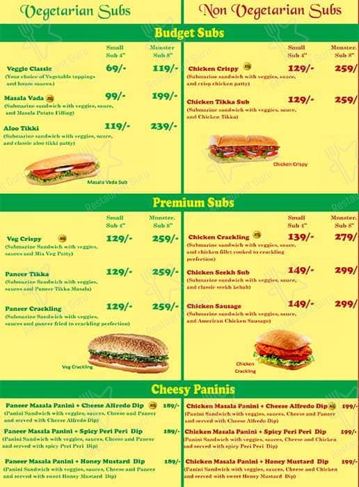 Hero Sandwiches menu
