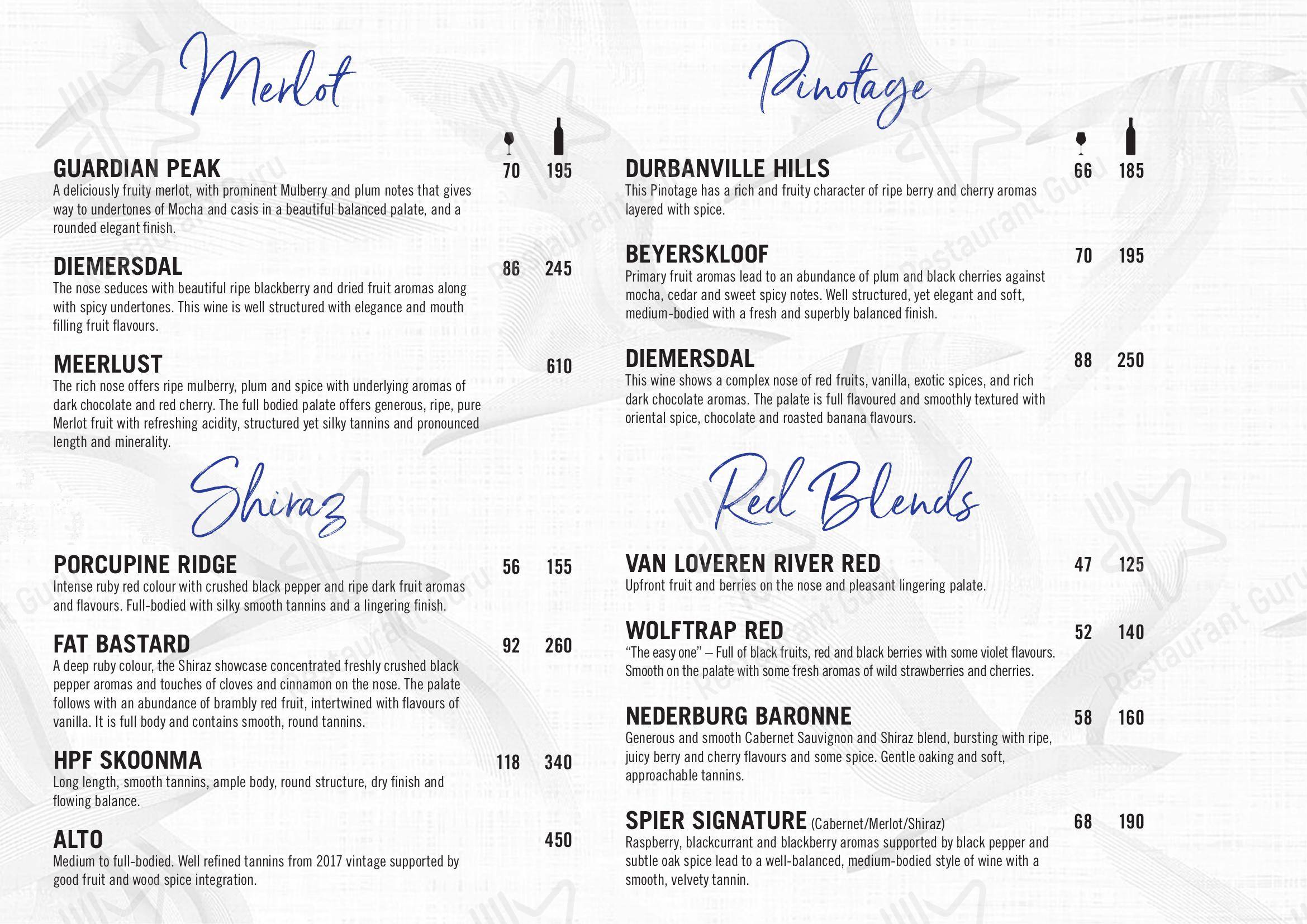Menu at Summit Grill and Sky Bar Menlyn, Pretoria