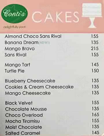 Menu at Conti's Bakery & Café, Quezon City, Ayala Fairview Terraces ...