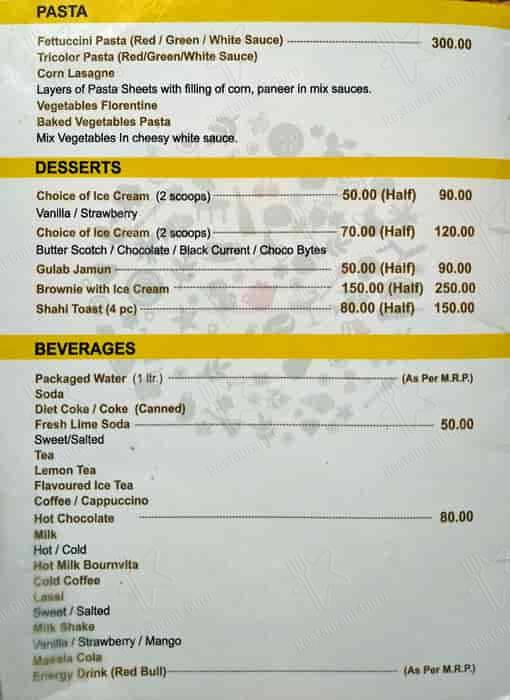 Cresent Villa menu