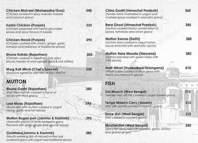 Kali Mirch Cafe & Restaurants menu