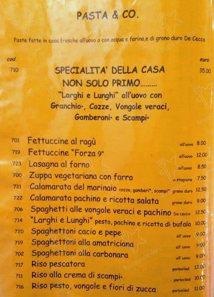 Ristorante La Piazzetta menu