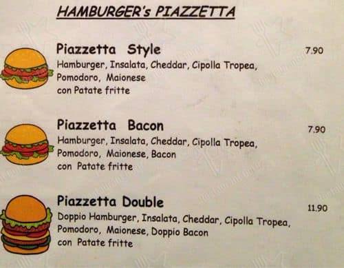 Menu de Ristorante La Piazzetta