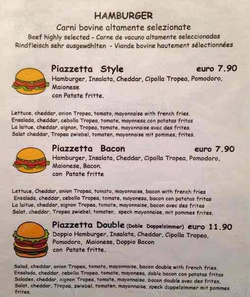 Menu de Ristorante La Piazzetta