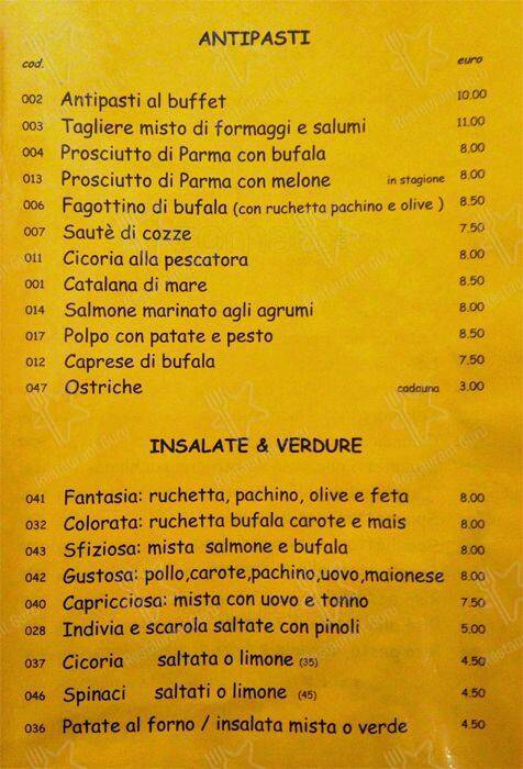 Menu de Ristorante La Piazzetta